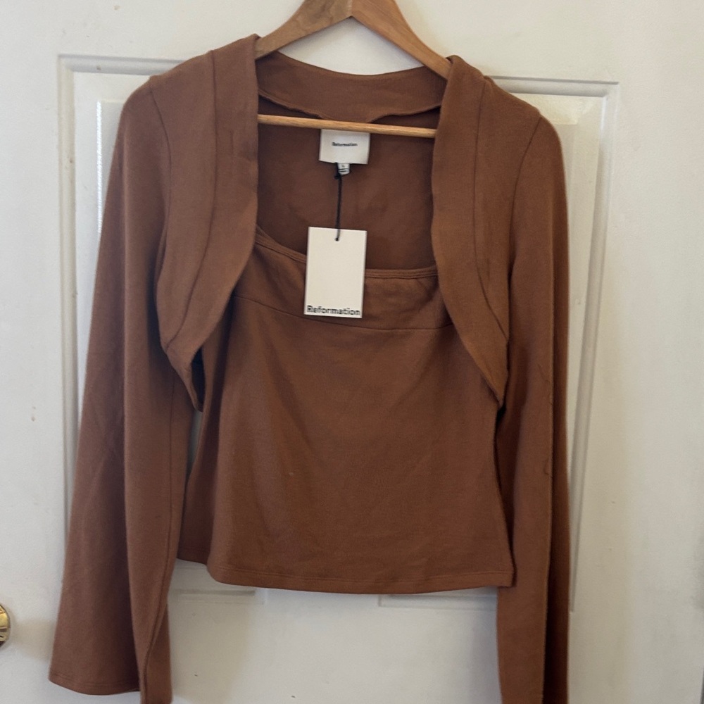 Reformation Tan Long Sleeve Top